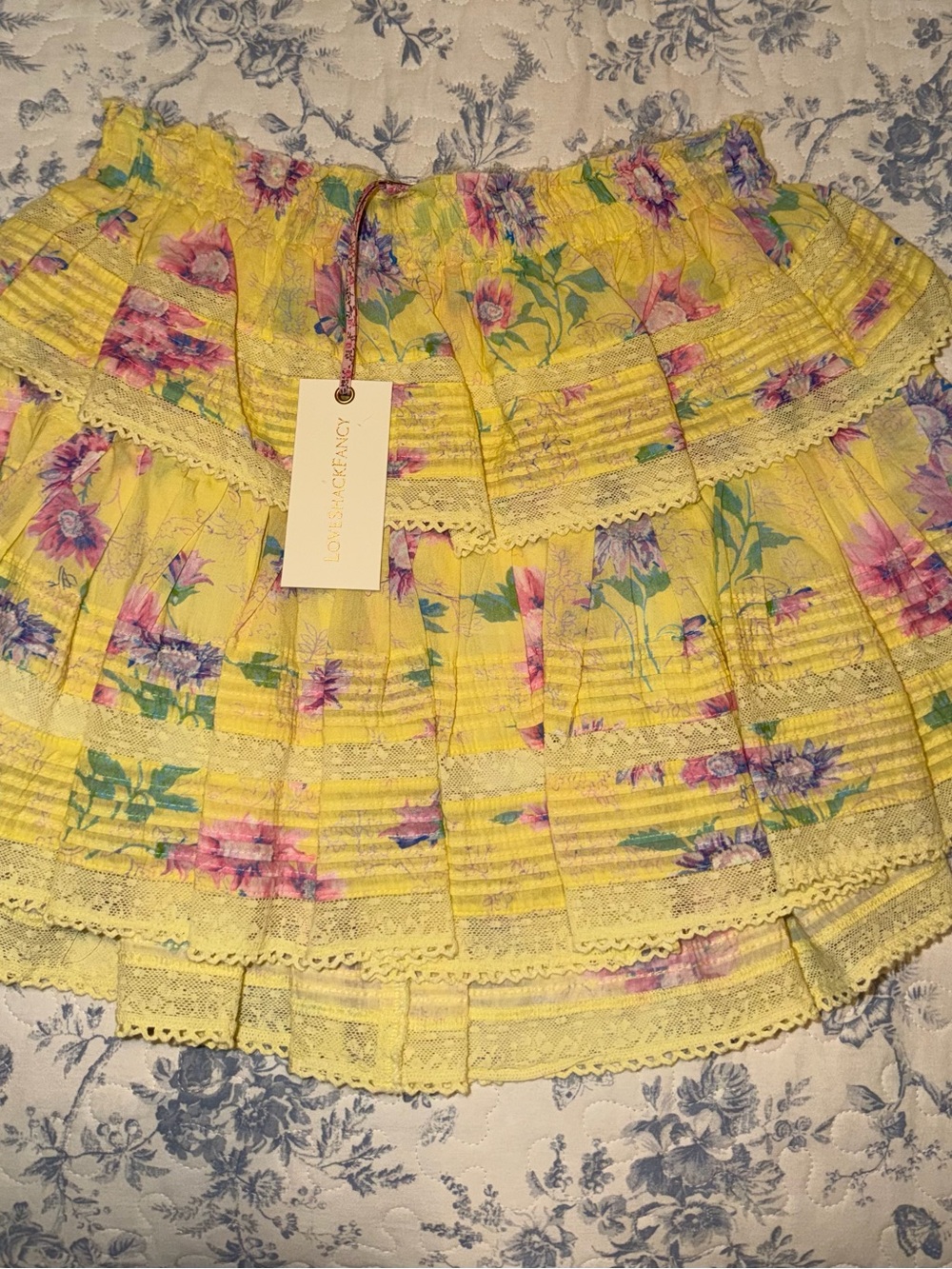 LoveShackFancy Bright Azalea Ruffle Mini Skirt